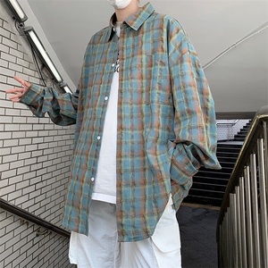 春秋季格子衬衫男女同款ins潮牌宽松痞帅薄款百搭外套C00126-P40图片
