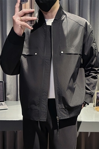 新款社会小伙秋装男时尚工装夹克男店主外套JK801-P78 控128 黑色图片