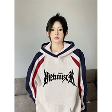 抖音得物供货提供视频秋冬重磅美式宽松接拼连帽卫衣3211，男装卫衣，电商A486