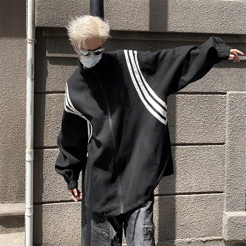 撞色拼接设计棒球服男宽松复古拉链翻领夹克外套B289-JK180-P105,男装夹克,电商B289