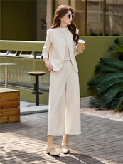 主推现货简洁衣领穿着气质有型两侧对称口袋方便实用时尚三件套，女装套装/套裙，尚娜萱