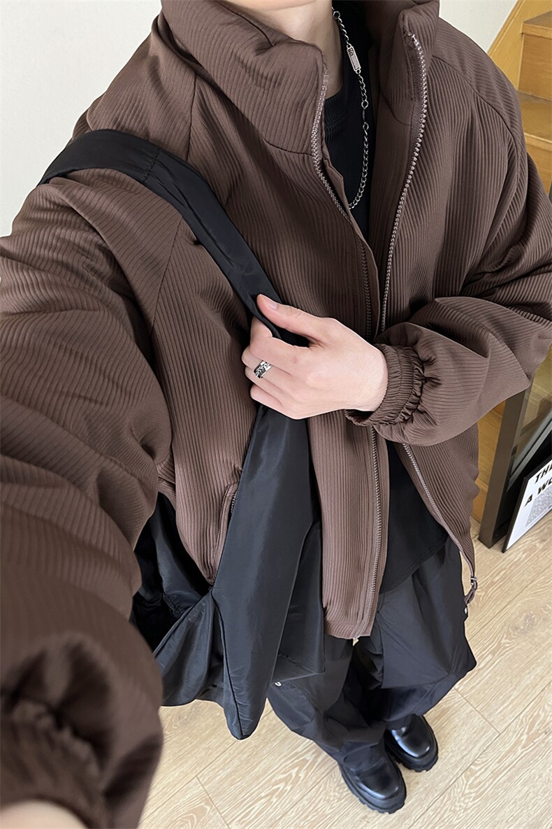 A178秋冬季新款棉衣宽松潮牌复古条纹外套MY001P70限价118,男装棉衣,电商A178