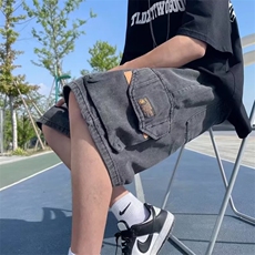 工装牛仔短裤男士夏季款休闲中裤男宽松五分裤子男款N209，男装牛仔裤，星座1116A-1（原606A）