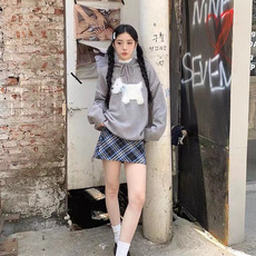 MM117-P65灰色小狗连帽套头针织毛衣女冬季加厚秋冬内搭外套，男装针织衫/毛衣，星座617A-2