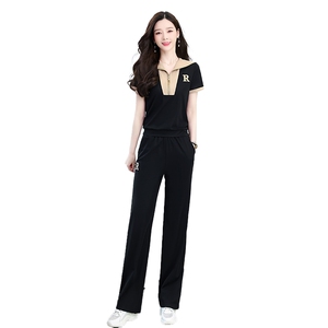 松弛感夏装搭配一整套时尚休闲运动服套装2025新款女妈妈微胖减龄图片