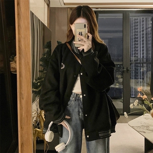 A341-P100 vintage拼接棒球服春秋新款设计感小众夹克外套图片