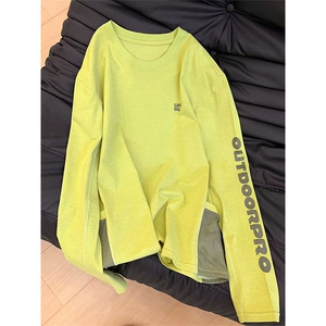 高品户外运动休闲长袖T恤速干拼接字母骑行服打底衫男女A1182-P55图片