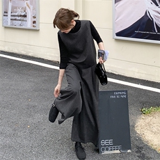 轻熟风韩系灰色背心套装女秋季2025新款气质显瘦阔腿裤打底三件套，女装套装/套裙，2C203