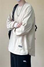 2025新款纯棉长袖T恤设计感宽松休闲打底上衣A351-AT2527-P55，男装T恤，电商A351