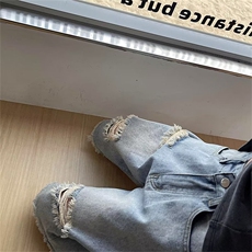 牛仔破洞短裤男士夏季小众薄款大裤衩高街百搭复古五分裤XTT04，男装牛仔裤，星座208-5
