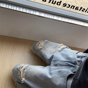牛仔破洞短裤男士夏季小众薄款大裤衩高街百搭复古五分裤XTT04图片