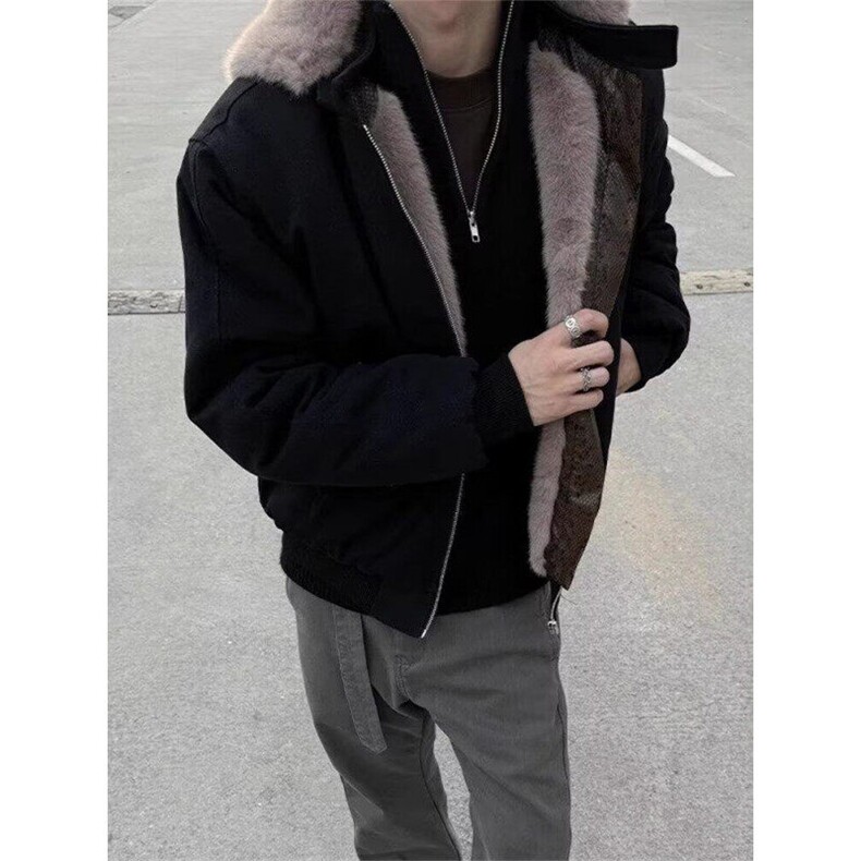 【有货】D8218-P178蛇皮座山雕棉服外套男冬季加绒美式飞行员棉衣图片