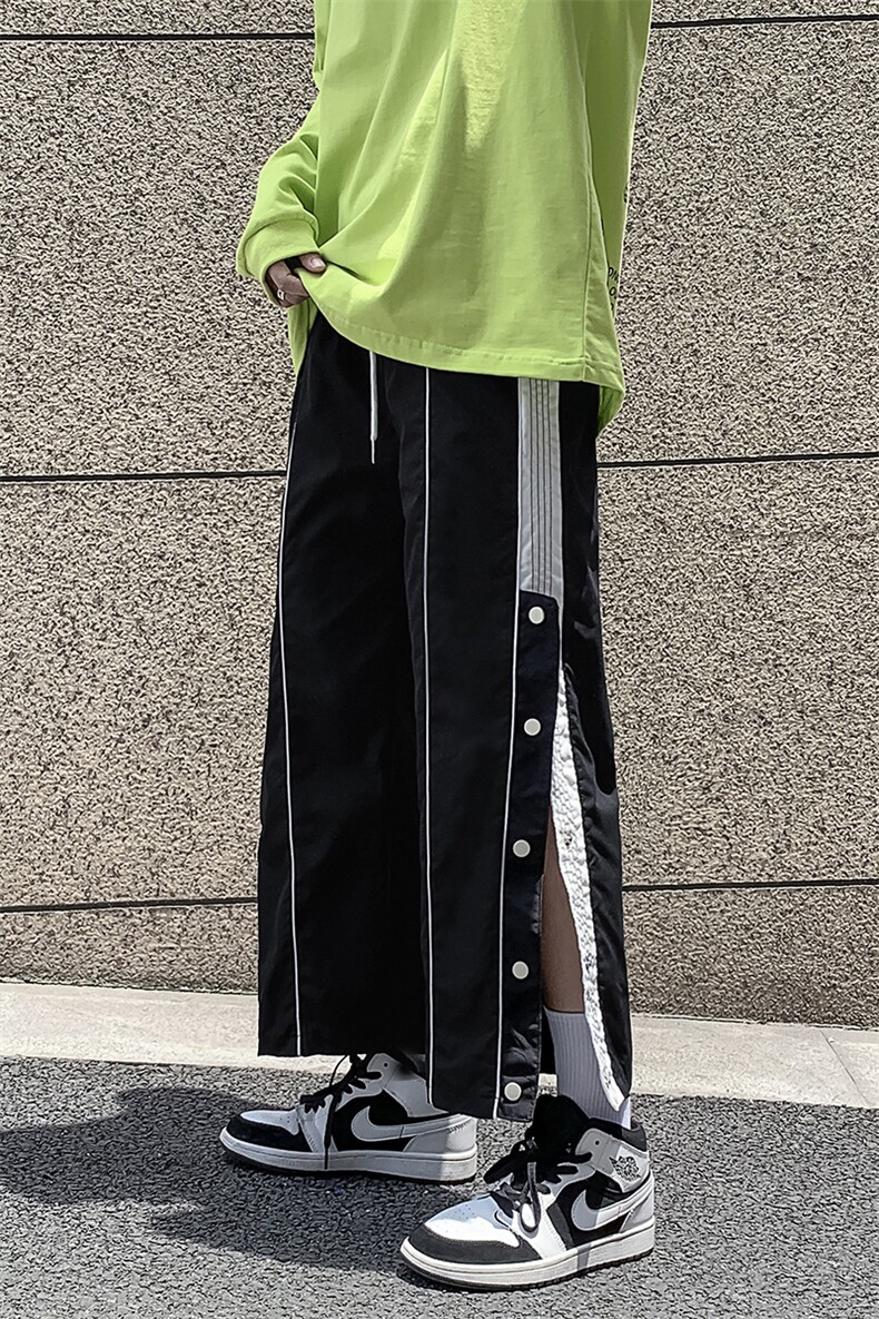 阔腿裤ins潮牌百搭男韩版宽松直筒垂感夏季排扣裤子K1307-P35,男装休闲裤,星座512-2