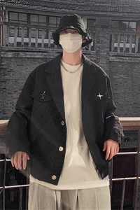 美式港风夹克男潮牌夹克男女情侣大码M-5XL外套男JK8748P95控128图片