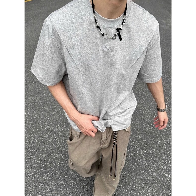 夏季美式高街设计感T恤男短袖宽松高级感半袖T10-P38,男装T恤,星座208-5
