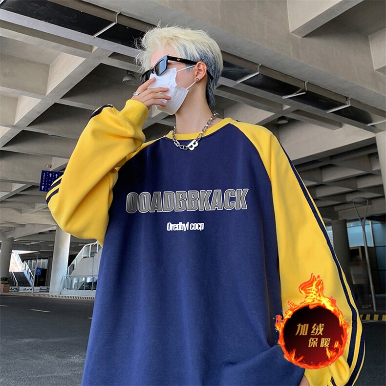 抖音得物供货提供视频秋冬重磅美式宽松织带圆领卫衣0777,男装卫衣,电商A486