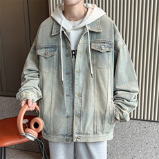 秋冬新品美式复古高街潮牌韩版宽松ins牛仔夹克水洗做旧牛仔男，男装夹克，星座910