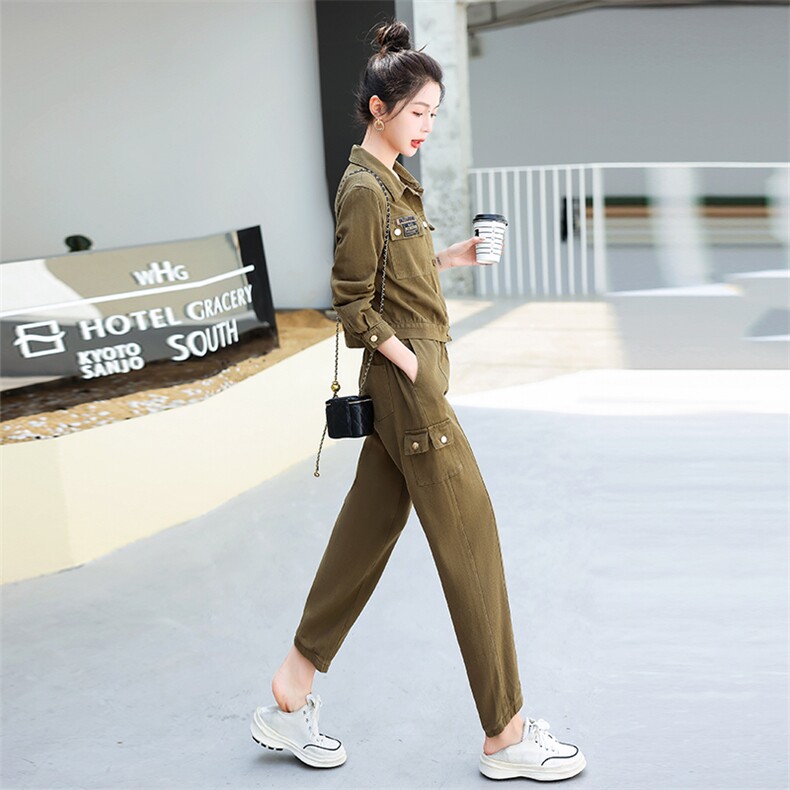 现货套装女2023年春季新款女装时尚气质休闲百搭通列水洗两件套,女装套装/套裙,丽美静依