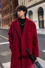 外景秋冬新年新款宽松毛呢大衣男潮风衣外套MN99995/P100加棉P110，男装风衣，电商B316