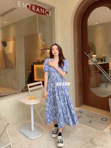 夏季新款花色韩丝连衣裙，女装连衣裙，素凡 SU·FAN
