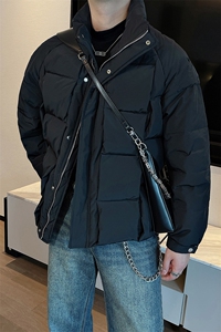 冬季时尚设计款立领棉衣男休闲保暖面包服立体格子棉服 M127-P170图片
