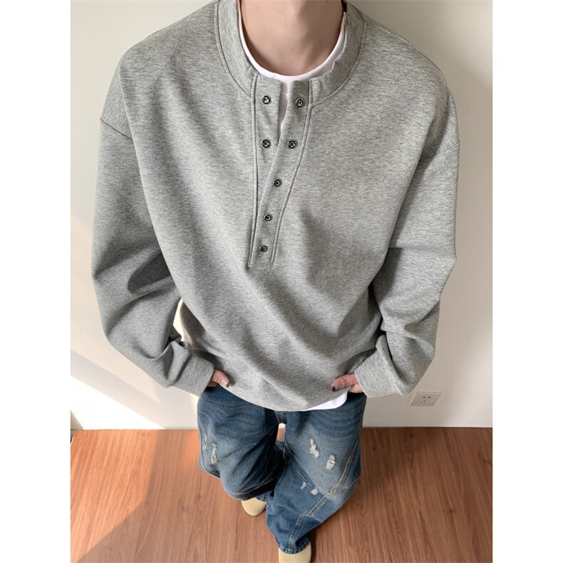 假两件卫衣亨利领t恤男款cleanfit美式复古长袖WY096-P53，男装T恤，星座308B-2