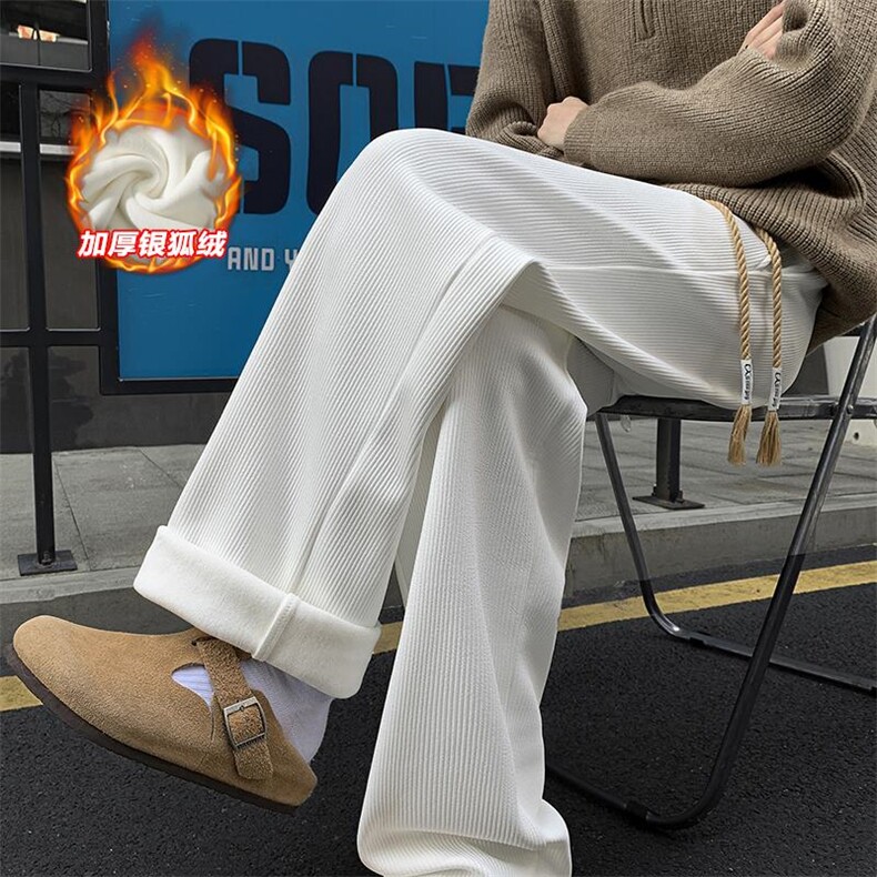 薄款改加绒休闲大码加厚银狐绒直筒休闲裤男K1322J加绒-特P50控88，男装卫衣，电商A001