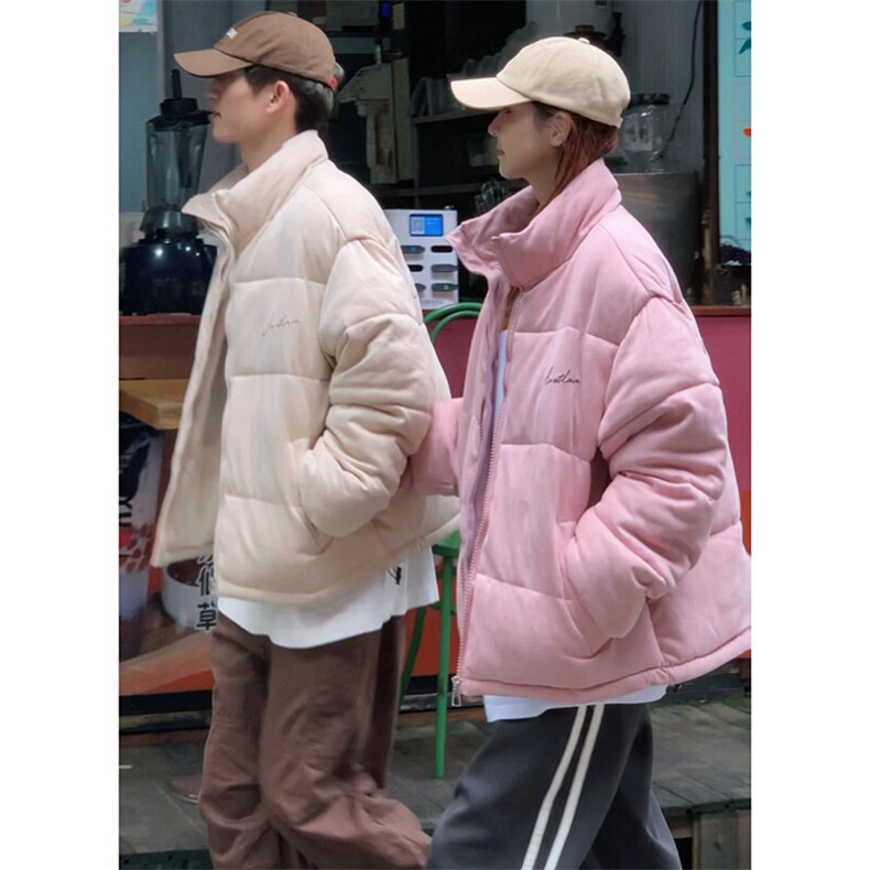 A466-P98刺绣麂皮绒棉服面包服港风上衣情侣男女上衣，男装棉衣，星座911