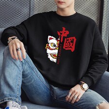 现货春装上新潮款男士印花休闲情侣卫衣青少年班服F070-P16图片