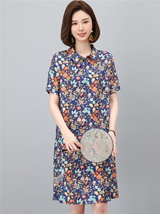 高端棉麻连衣裙女2026夏季新款宽松休闲中年妈妈薄款碎花裙子图片
