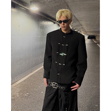 现货25秋冬男士新中式设计感立领金属扣西装外套XZ177-P128，男装西服，电商B288
