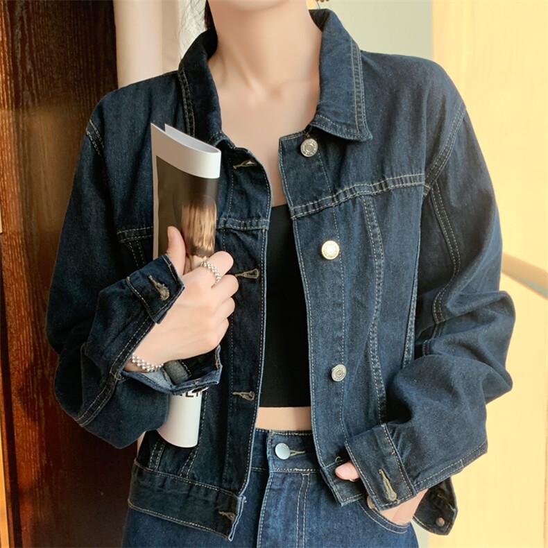 时尚百搭气质休闲牛仔外套女新款韩版宽松显瘦短款上衣春秋季外穿,女装牛仔外套,宛庄羊绒