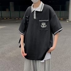翻领短袖T恤男简约百搭休闲打底五分袖POLO衫T48P28，男装Polo衫，星座1116-2