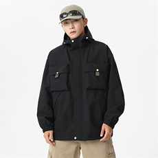 休闲拉链夹克情侣冲锋衣防风衣连帽外套JK451p75，男装夹克，电商D315