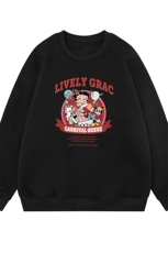 白底新款秋季时尚潮流卡通印花圆领套头情侣卫衣W1031P30控48，男装卫衣，电商A247-1