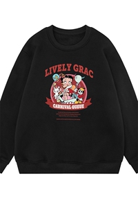 白底 新款秋季时尚潮流卡通印花圆领套头情侣卫衣W1031P30控48图片