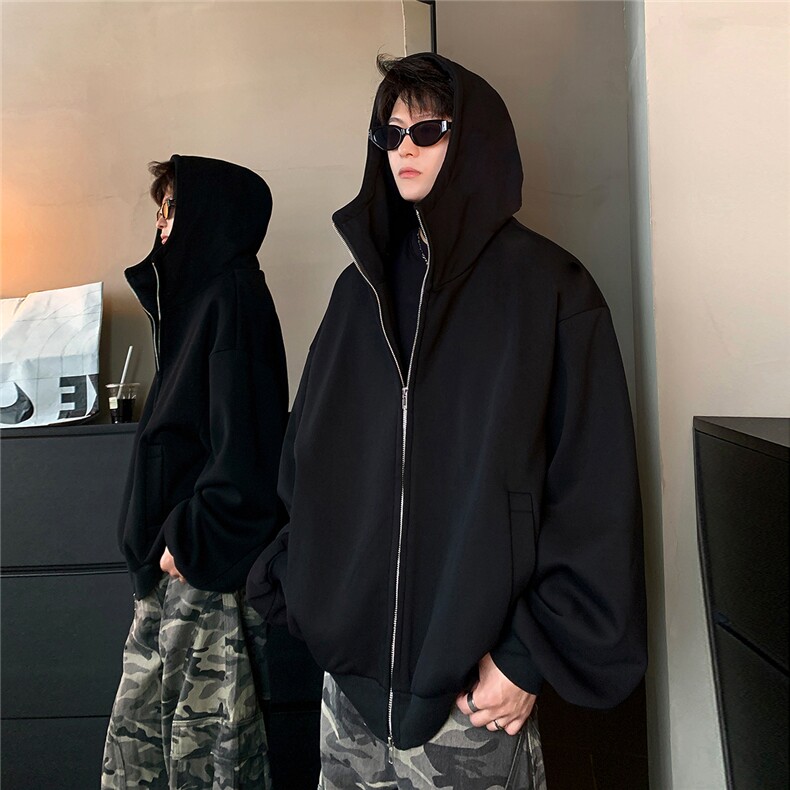 开衫450克高品质秋冬美式重磅连帽衫浅灰色廓形外套JK803-P58，女装短外套，电商C307