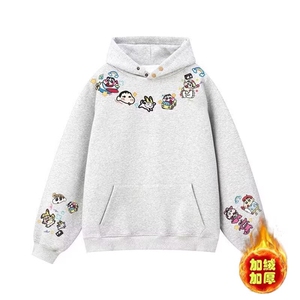 爱卡通趣味蜡笔小新印花连帽卫衣加绒韩系慵懒风宽松外套WYW363图片