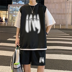 华夫格套装潮流休闲短袖短裤两件套FTZ3063-P55控78，男装休闲套装，电商B370