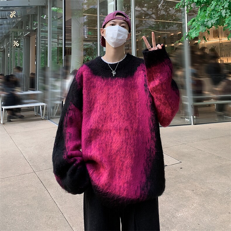 针织衫男韩版潮流高街帅气拼色2023冬季新款ins宽松毛衣MZ132-P62图片