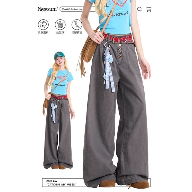 N1306-P50松紧腰头彩色纽扣设计水洗工装裤,男装工装外套,电商B323A