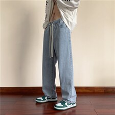 港风2025秋季新款男生牛仔裤潮牌高街抽绳裤子KN12P40，男装牛仔裤，电商D325