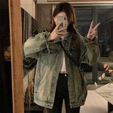美式高街复古宽松水洗做旧牛仔外套女2025春秋新款C618-88，男装工装外套，星座911-2(原星座613-2）