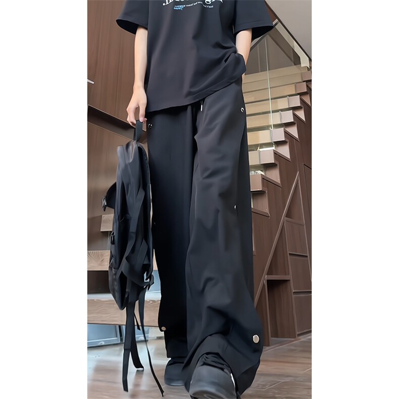 特批35夏季百搭宽松排扣裤男聚酯纤维（涤纶）97%氨纶3%,男装休闲裤,电商基地A086