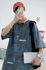 2023夏季新品港风时尚卡通印花T恤纯短袖男女1455-P38控价58，男装T恤，电商A441-1