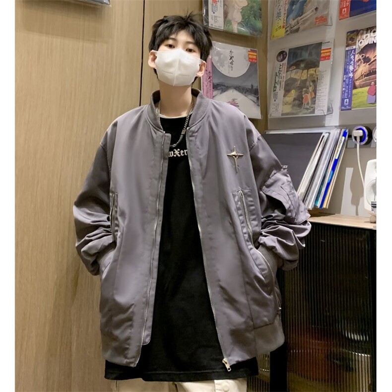工装棒球服外套男春秋季新款拉链多口袋夹克上衣1176-P65,男装夹克,星座910-5