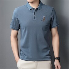 夏季纯棉半袖POLO衫男士短袖T恤时尚上衣翻领t恤带扣子上衫潮P55，男装T恤，钱塘6003A(原)4033A
