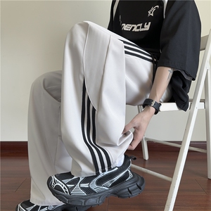 抖音品质夏季新款美式三条杠宽松冰丝裤B315-K25662-特p35控68图片