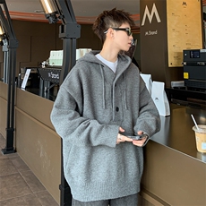 开衫毛衣男士秋季韩系宽松潮流复古针织衫连帽外套my288p55，男装针织衫/毛衣，电商D315