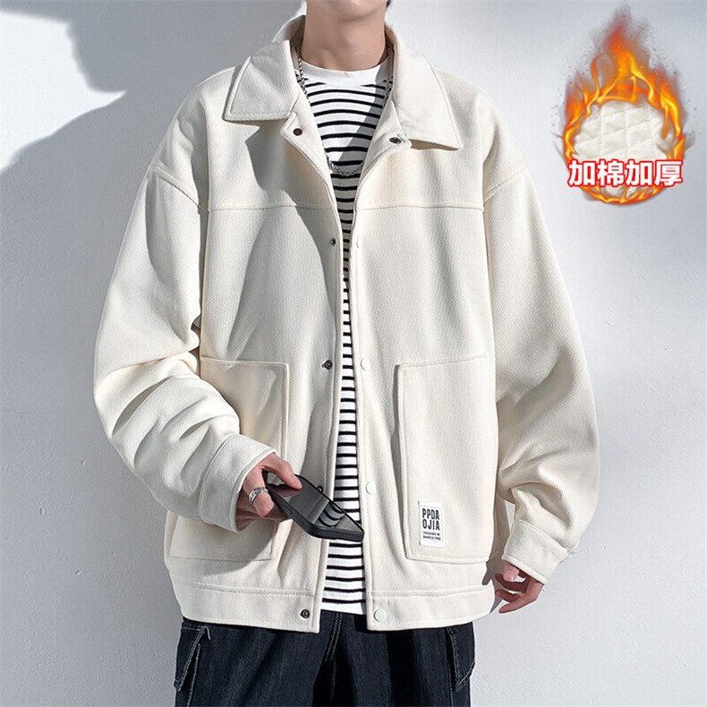 冬新款纯色加棉加厚棉服男单排扣立体贴袋棉衣外套J501J加棉-P90,男装棉衣,电商A001